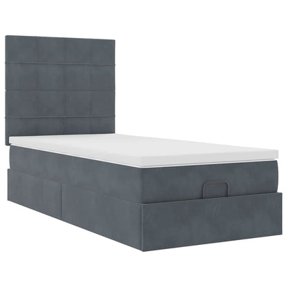 Ottoman-Bett mit Matratzen & LEDs Dunkelgrau 80x200 cm Samt