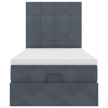 Ottoman-Bett mit Matratzen & LEDs Dunkelgrau 80x200 cm Samt