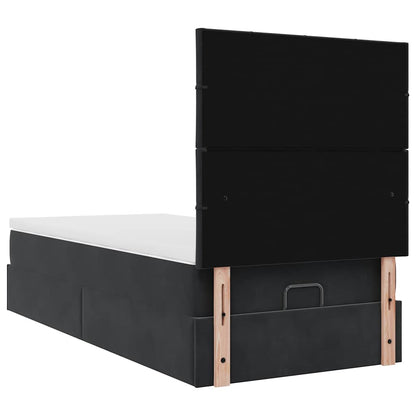 Ottoman-Bett mit Matratzen & LEDs Schwarz 80x200 cm Samt