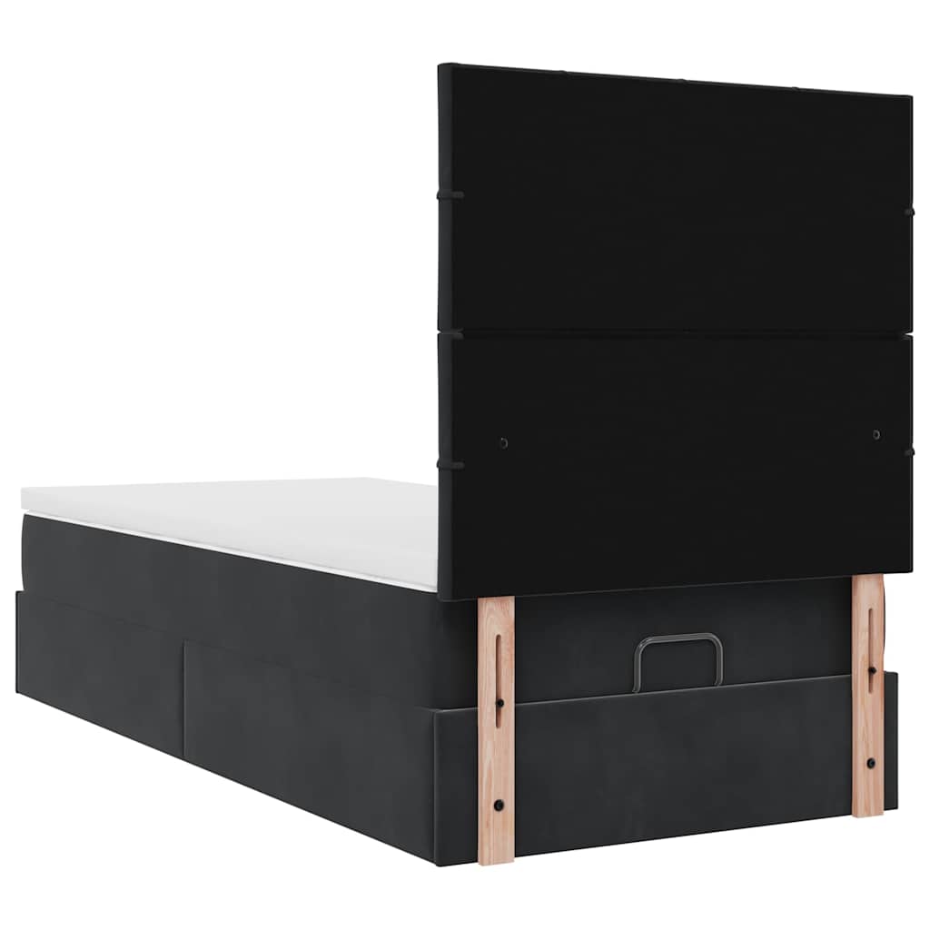 Ottoman-Bett mit Matratzen & LEDs Schwarz 80x200 cm Samt