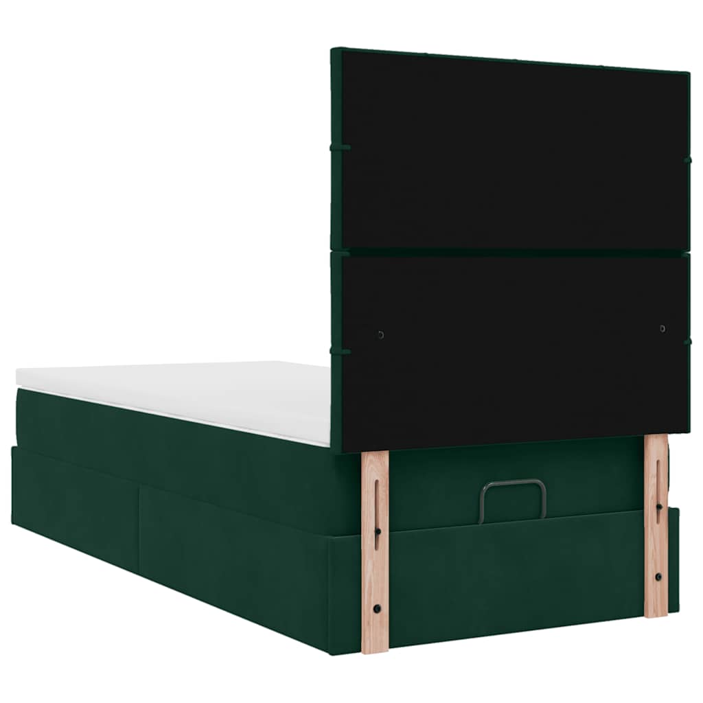 Ottoman-Bett mit Matratzen & LEDs Dunkelgrün 80x200 cm Samt