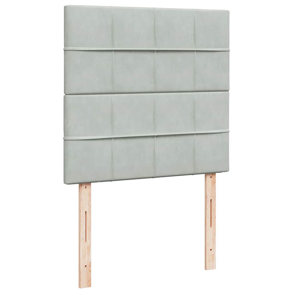 Ottoman-Bett mit Matratzen & LEDs Hellgrau 90x190 cm Samt