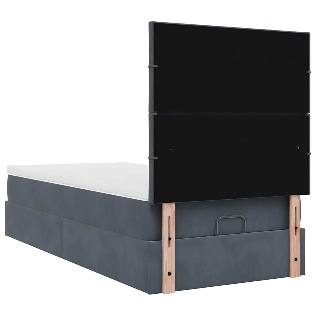 Ottoman-Bett mit Matratzen & LEDs Dunkelgrau 90x190 cm Samt