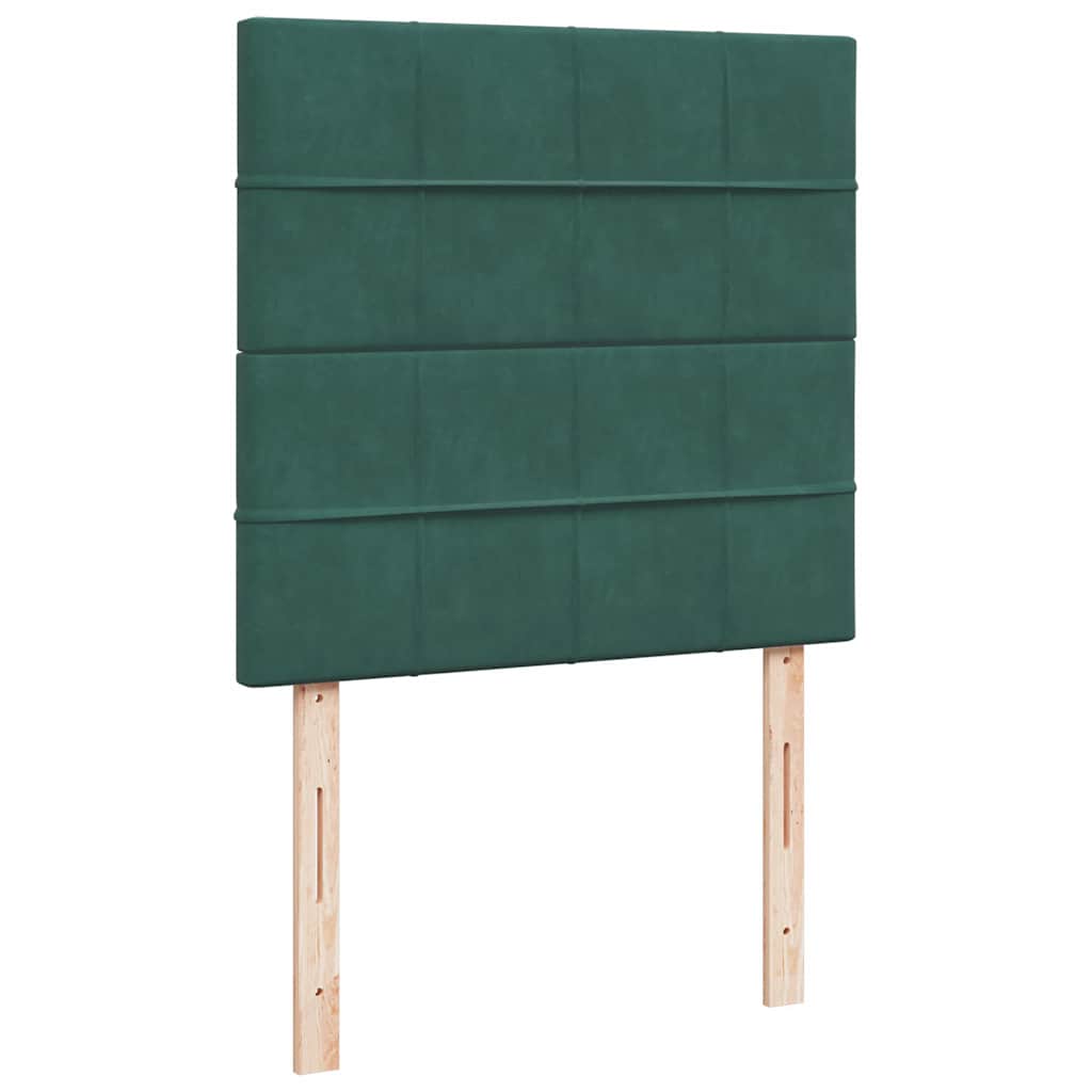 Ottoman-Bett mit Matratzen & LEDs Dunkelgrün 90x200 cm Samt