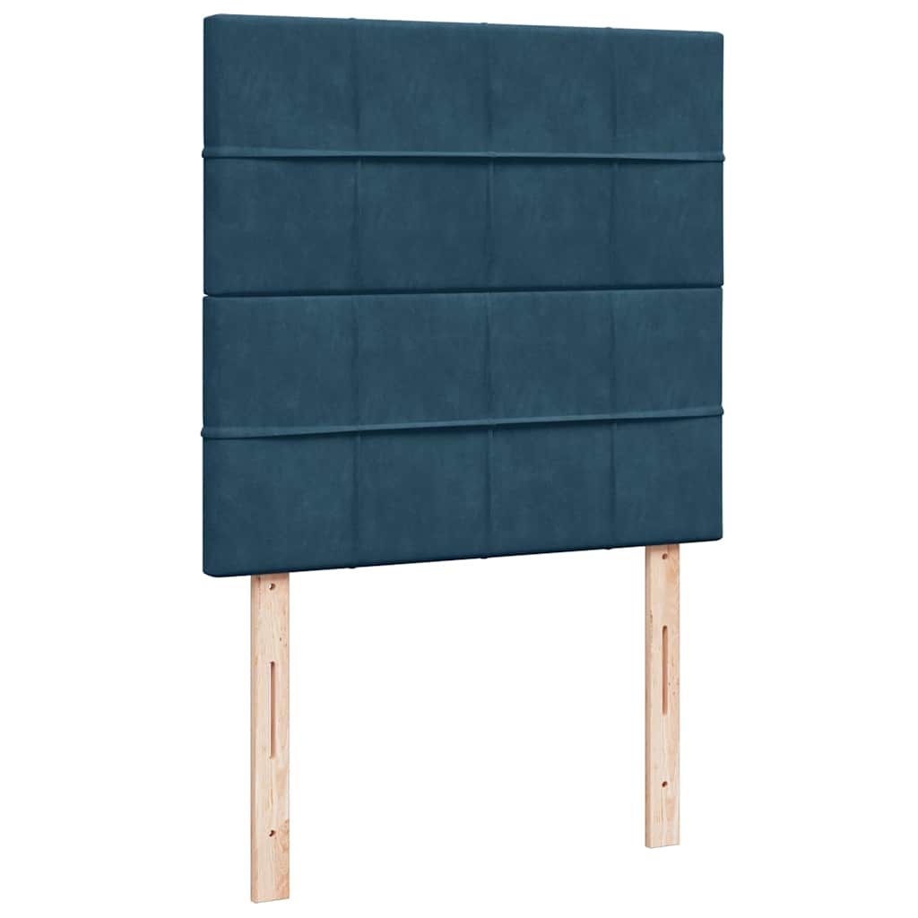 Ottoman-Bett mit Matratzen & LEDs Dunkelblau 90x200 cm Samt