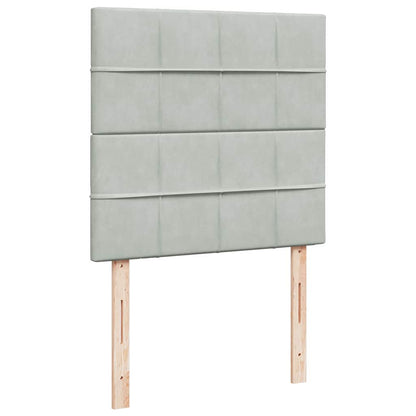 Ottoman-Bett mit Matratzen & LEDs Hellgrau 100x200 cm Samt