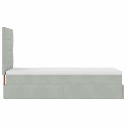 Ottoman-Bett mit Matratzen & LEDs Hellgrau 100x200 cm Samt