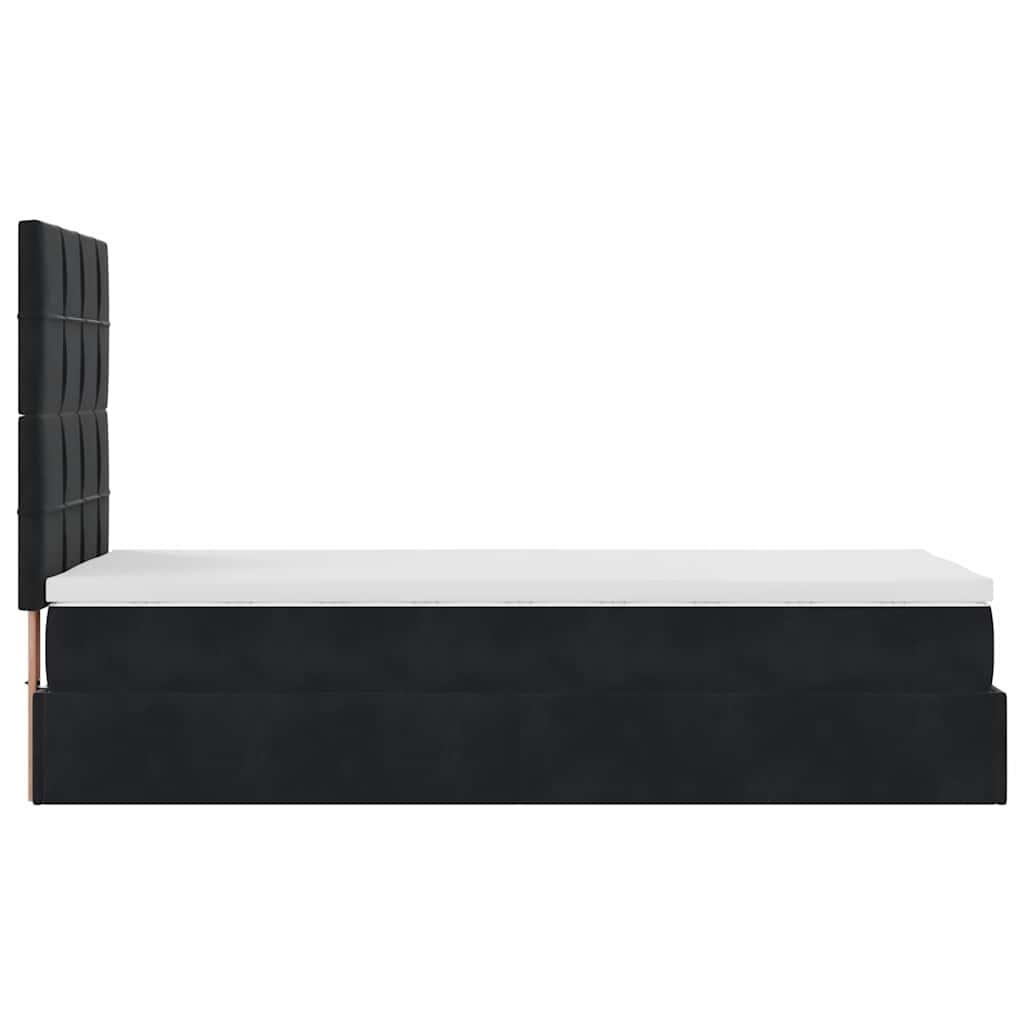 Ottoman-Bett mit Matratzen & LEDs Schwarz 100x200 cm Samt