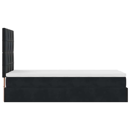 Ottoman-Bett mit Matratzen & LEDs Schwarz 100x200 cm Samt
