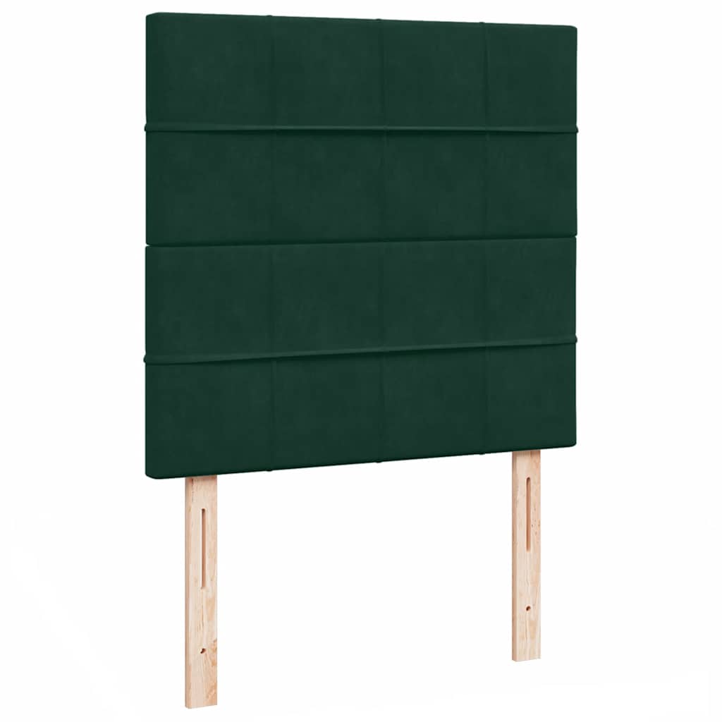 Ottoman-Bett mit Matratzen & LEDs Dunkelgrün 100x200 cm Samt