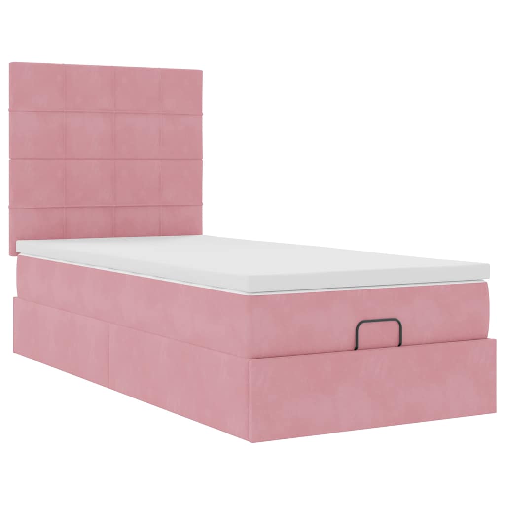 Ottoman-Bett mit Matratzen & LEDs Rosa 100x200 cm Samt