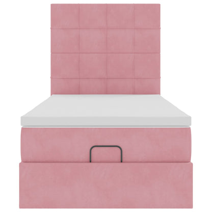 Ottoman-Bett mit Matratzen & LEDs Rosa 100x200 cm Samt