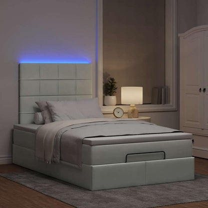 Ottoman-Bett mit Matratzen & LEDs Hellgrau 120x190 cm Samt