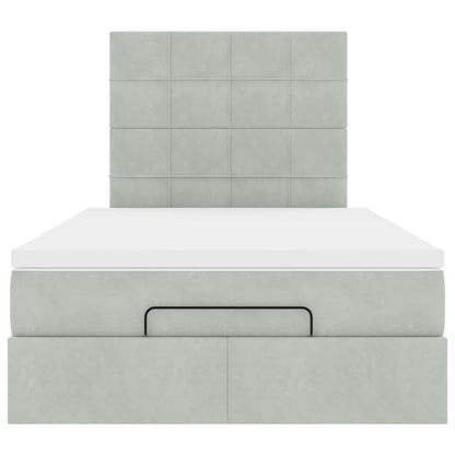 Ottoman-Bett mit Matratzen & LEDs Hellgrau 120x190 cm Samt