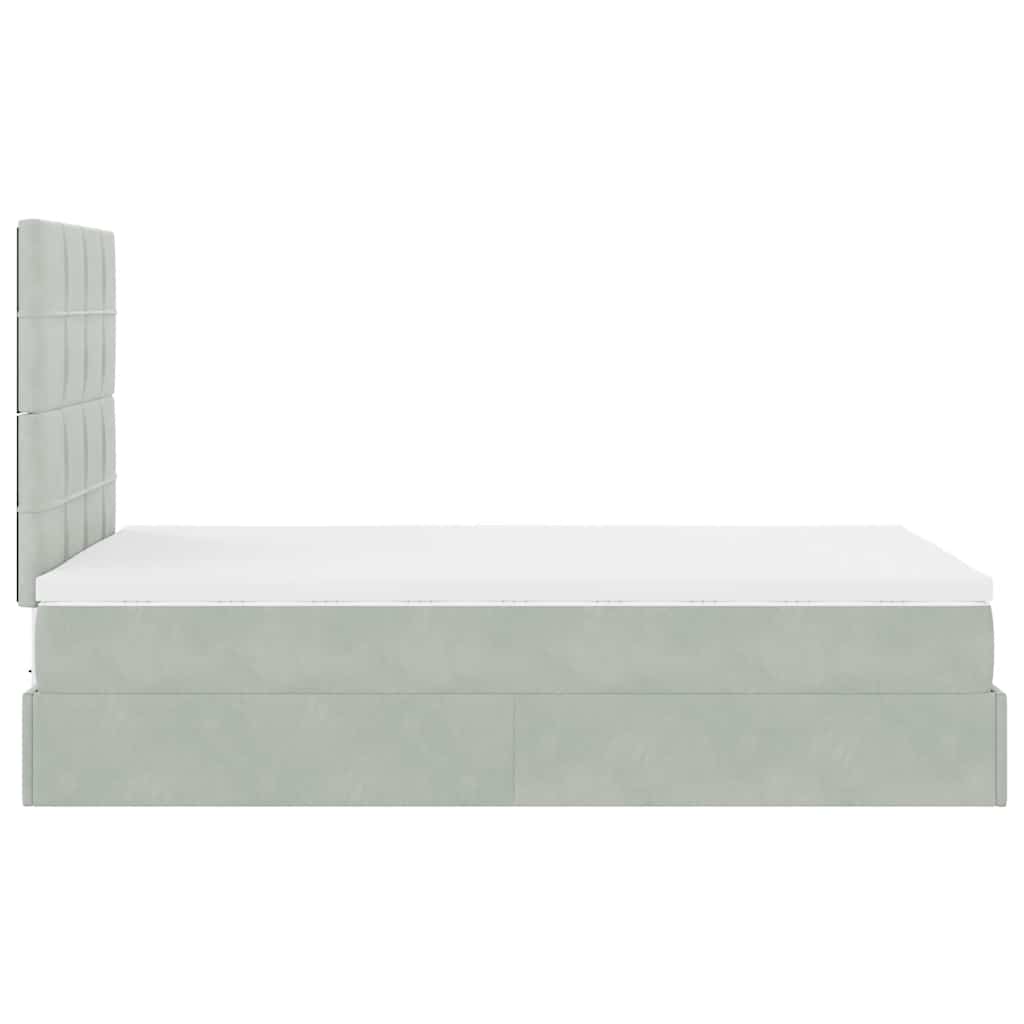 Ottoman-Bett mit Matratzen & LEDs Hellgrau 120x190 cm Samt