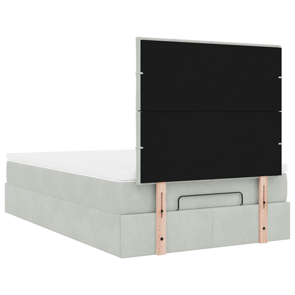 Ottoman-Bett mit Matratzen & LEDs Hellgrau 120x190 cm Samt
