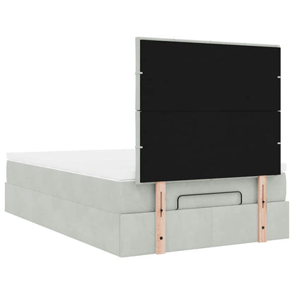 Ottoman-Bett mit Matratzen & LEDs Hellgrau 120x190 cm Samt