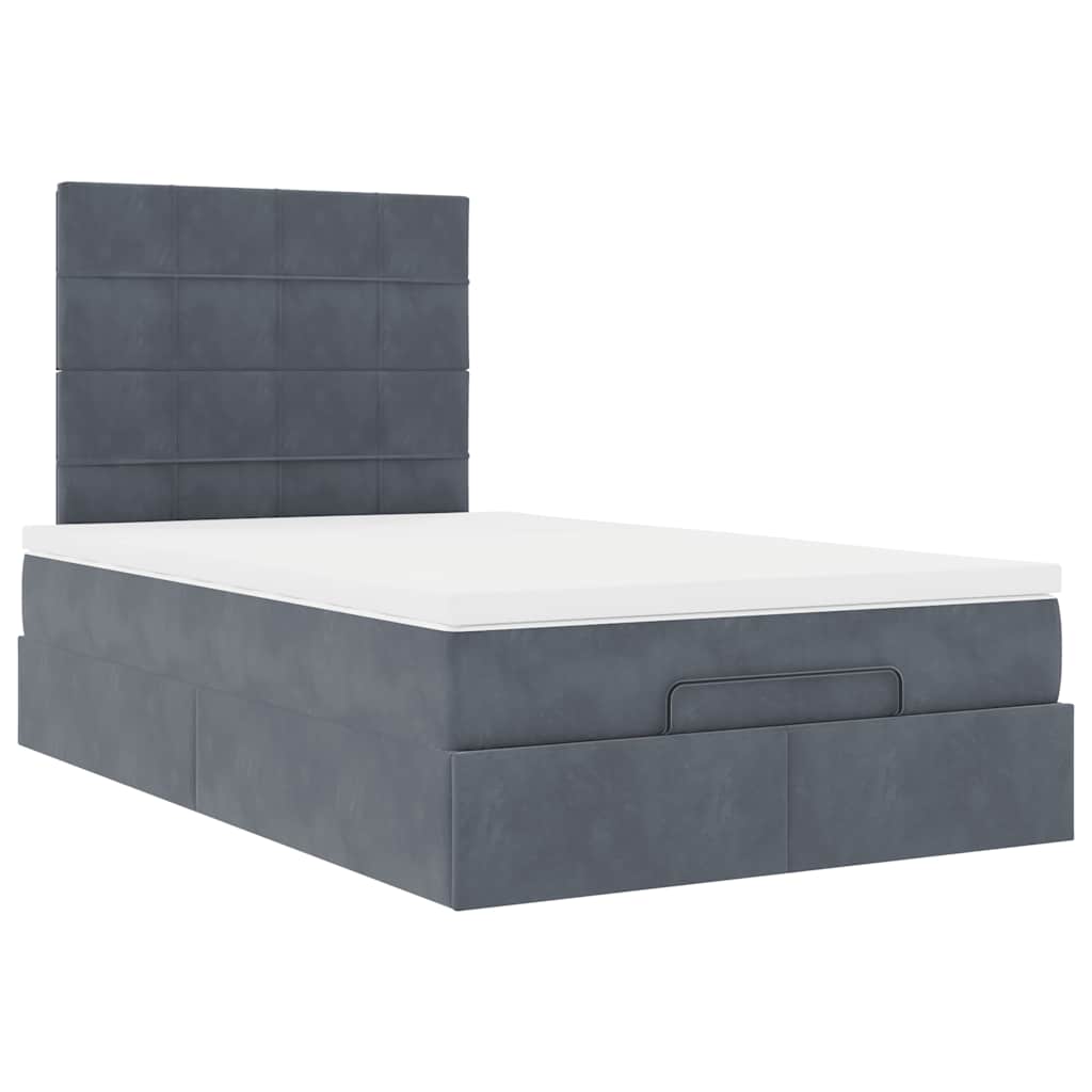 Ottoman-Bett mit Matratzen & LEDs Dunkelgrau 120x190 cm Samt