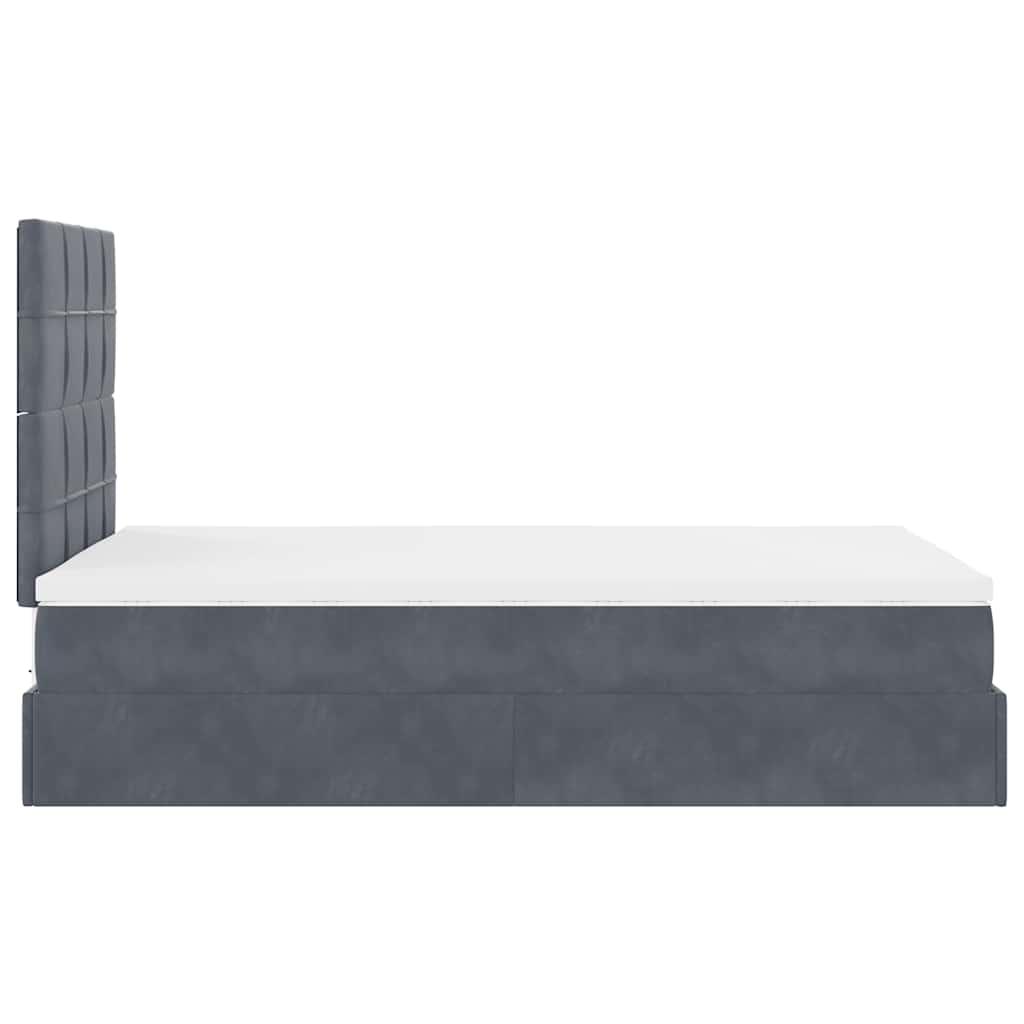 Ottoman-Bett mit Matratzen & LEDs Dunkelgrau 120x190 cm Samt