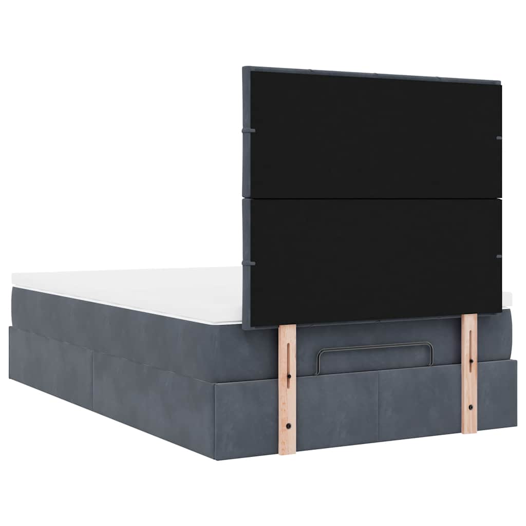 Ottoman-Bett mit Matratzen & LEDs Dunkelgrau 120x190 cm Samt