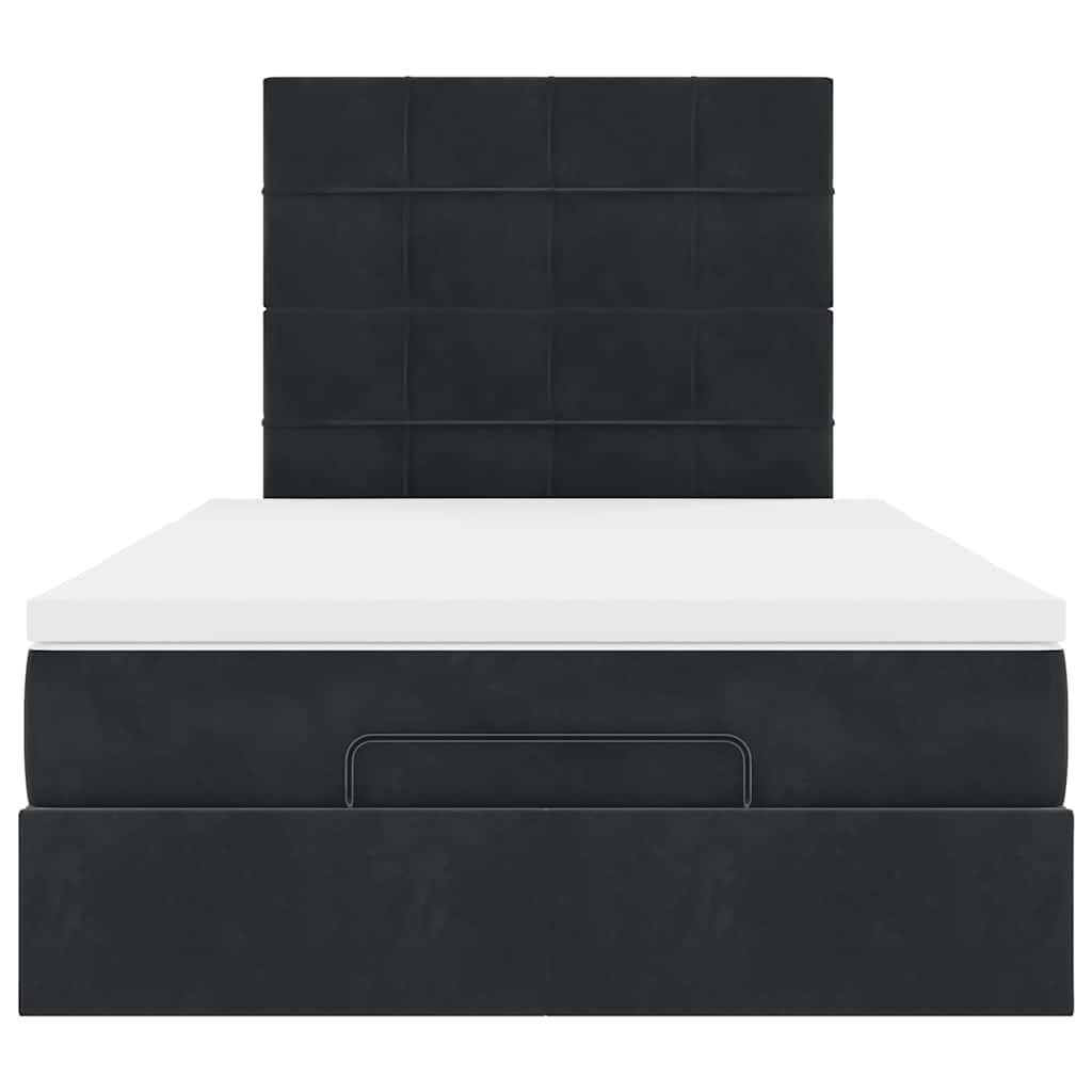 Ottoman-Bett mit Matratzen & LEDs Schwarz 120x190 cm Samt