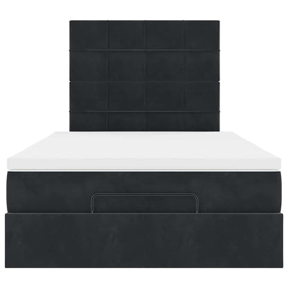 Ottoman-Bett mit Matratzen & LEDs Schwarz 120x190 cm Samt