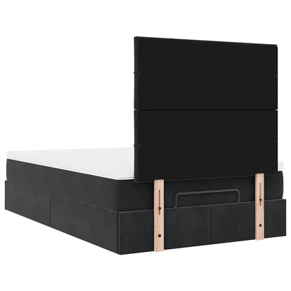 Ottoman-Bett mit Matratzen & LEDs Schwarz 120x190 cm Samt