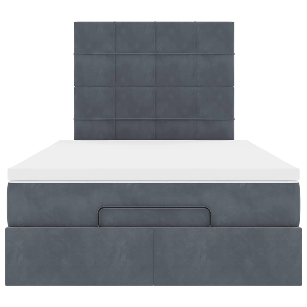 Ottoman-Bett mit Matratzen & LEDs Dunkelgrau 120x200 cm Samt