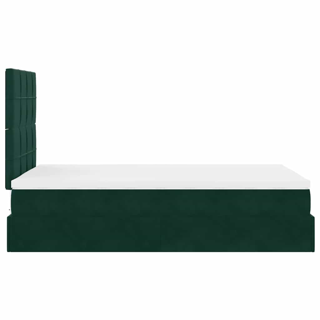 Ottoman-Bett mit Matratzen & LEDs Dunkelgrün 120x200 cm Samt