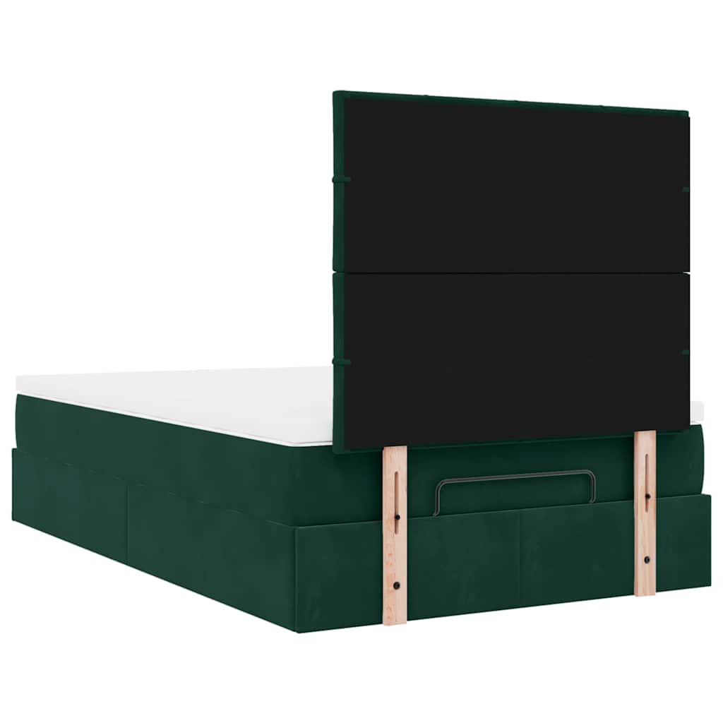 Ottoman-Bett mit Matratzen & LEDs Dunkelgrün 120x200 cm Samt