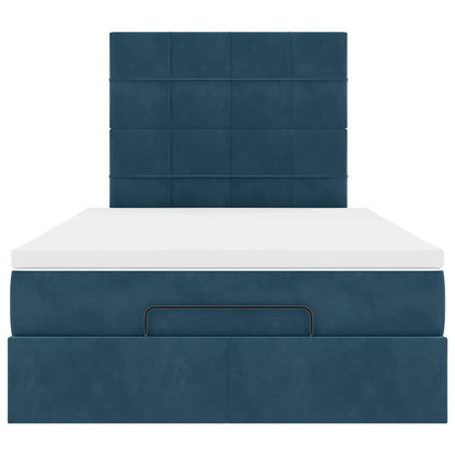 Ottoman-Bett mit Matratzen & LEDs Dunkelblau 120x200 cm Samt