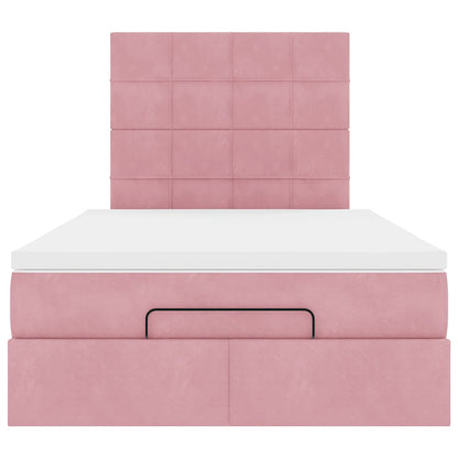 Ottoman-Bett mit Matratzen & LEDs Rosa 120x200 cm Samt