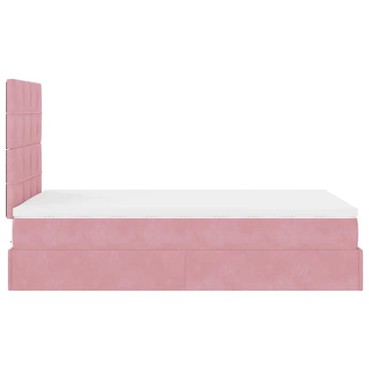 Ottoman-Bett mit Matratzen & LEDs Rosa 120x200 cm Samt