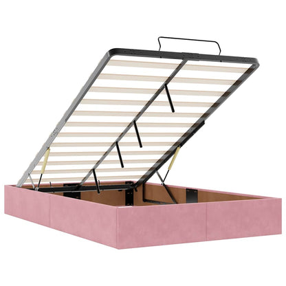 Ottoman-Bett mit Matratzen & LEDs Rosa 120x200 cm Samt
