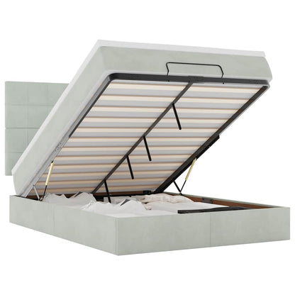 Ottoman-Bett mit Matratzen & LEDs Hellgrau 140x190 cm Samt