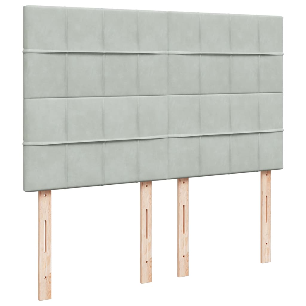 Ottoman-Bett mit Matratzen & LEDs Hellgrau 140x190 cm Samt