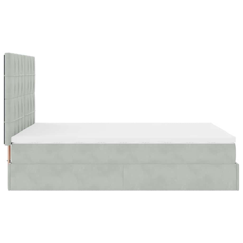 Ottoman-Bett mit Matratzen & LEDs Hellgrau 140x190 cm Samt