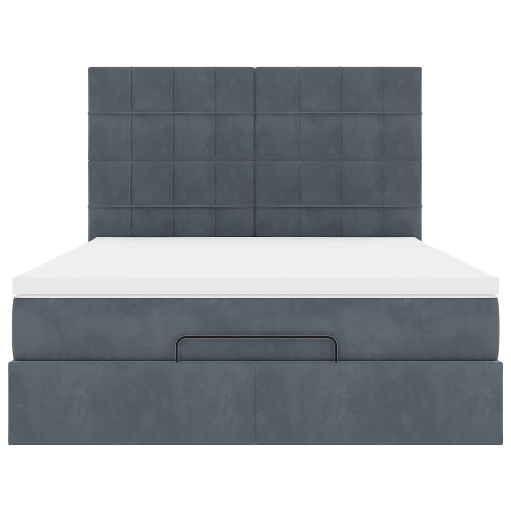 Ottoman-Bett mit Matratzen & LEDs Dunkelgrau 140x190 cm Samt