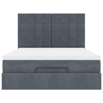 Ottoman-Bett mit Matratzen & LEDs Dunkelgrau 140x190 cm Samt