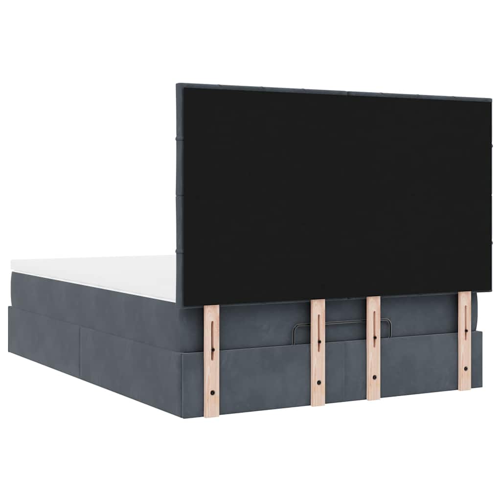 Ottoman-Bett mit Matratzen & LEDs Dunkelgrau 140x190 cm Samt