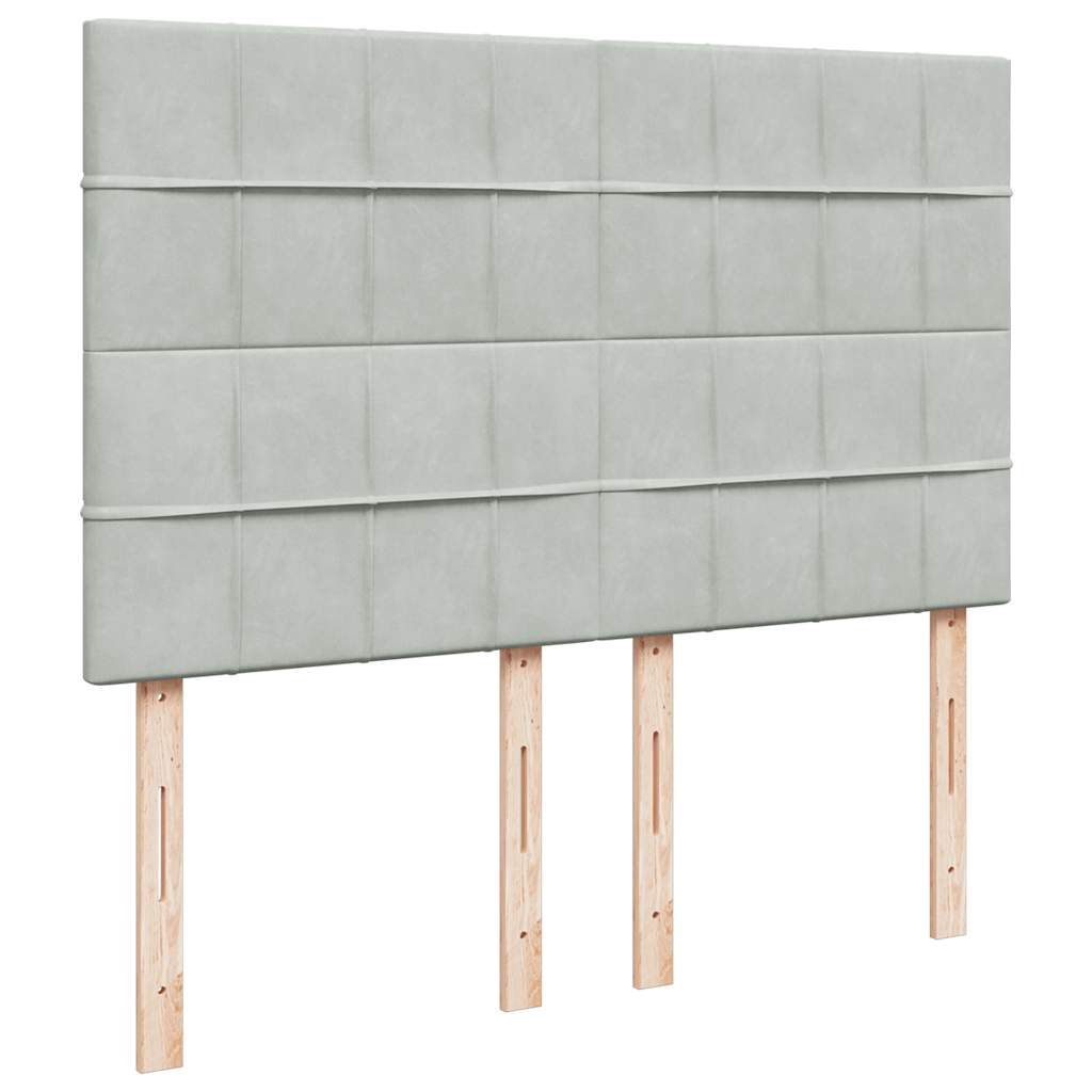 Ottoman-Bett mit Matratzen & LEDs Hellgrau 140x200 cm Samt