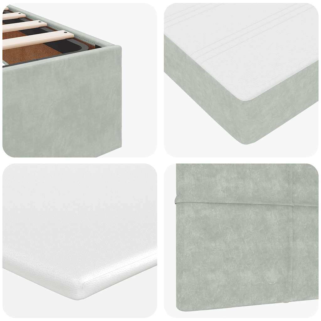 Ottoman-Bett mit Matratzen & LEDs Hellgrau 140x200 cm Samt