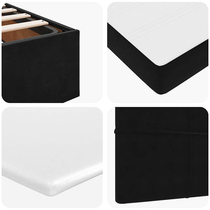 Ottoman-Bett mit Matratzen & LEDs Schwarz 140x200 cm Samt