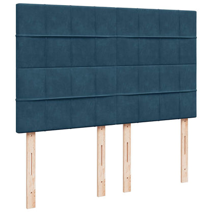Ottoman-Bett mit Matratzen & LEDs Dunkelblau 140x200 cm Samt