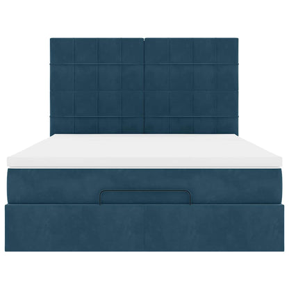 Ottoman-Bett mit Matratzen & LEDs Dunkelblau 140x200 cm Samt