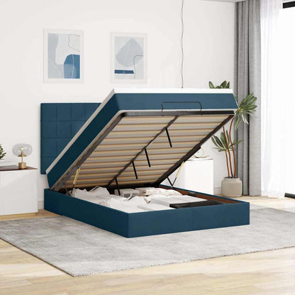Ottoman-Bett mit Matratzen & LEDs Dunkelblau 140x200 cm Samt