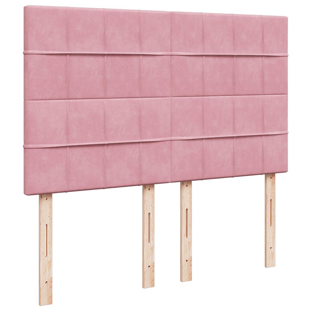 Ottoman-Bett mit Matratzen & LEDs Rosa 140x200 cm Samt