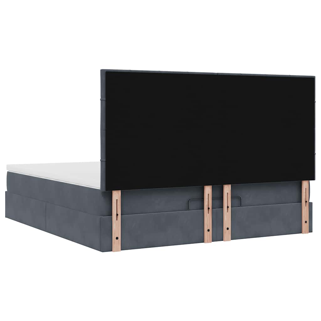 Ottoman-Bett mit Matratzen & LEDs Dunkelgrau 160x200 cm Samt