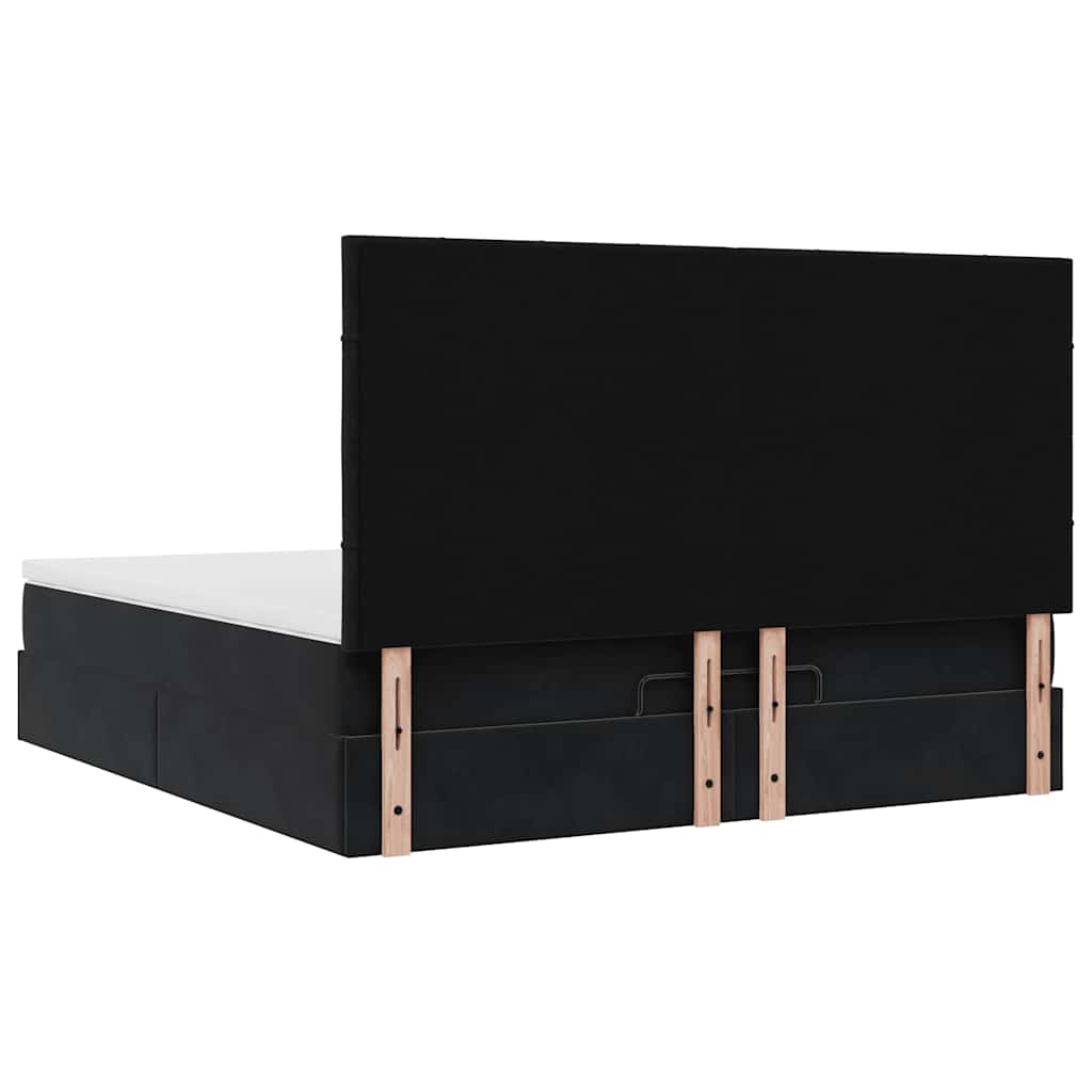 Ottoman-Bett mit Matratzen & LEDs Schwarz 160x200 cm Samt