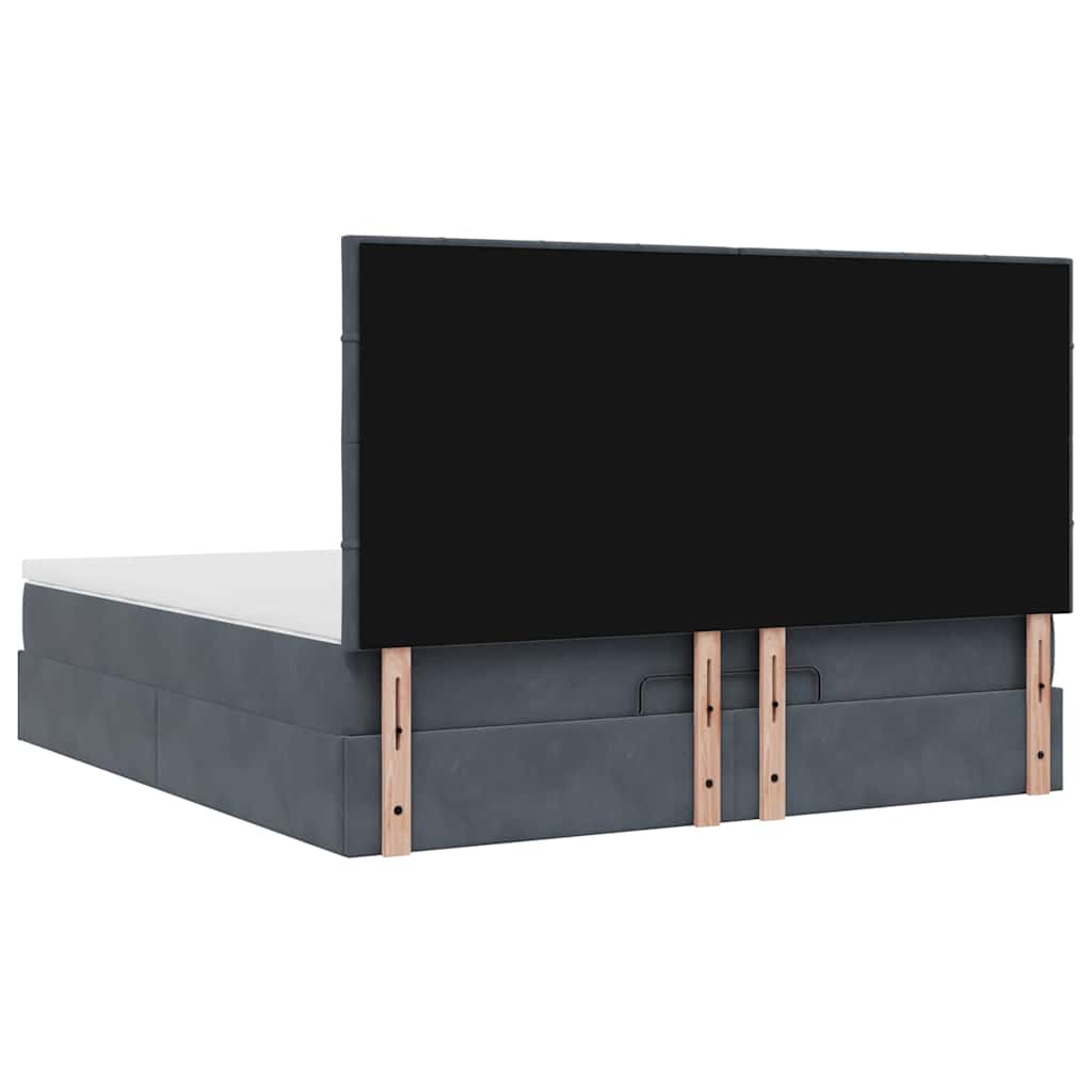 Ottoman-Bett mit Matratzen & LEDs Dunkelgrau 180x200 cm Samt
